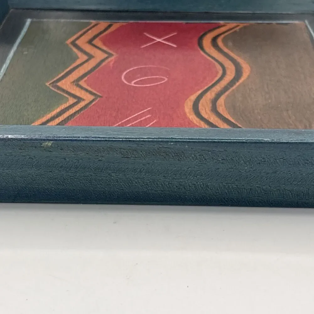 Reut Shahar Kakadu Wood Rustic Painted  TRAY Folk Art 10.25 X 10.25 X 1.75”